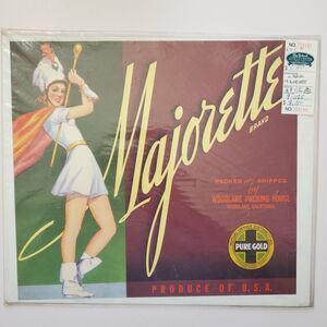 Majorette Citrus Crate Label Woodlake California Oranges Vintage Original 1940s